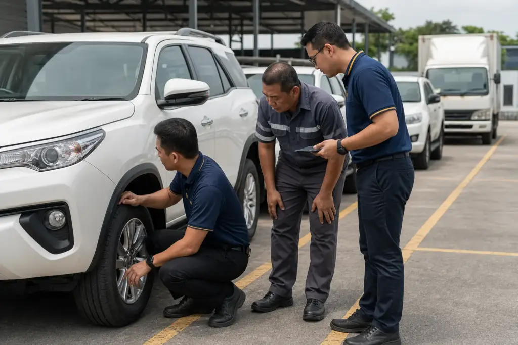 ADHINS adviser conducting a fleet safety consultation site review with Malaysian operations staff