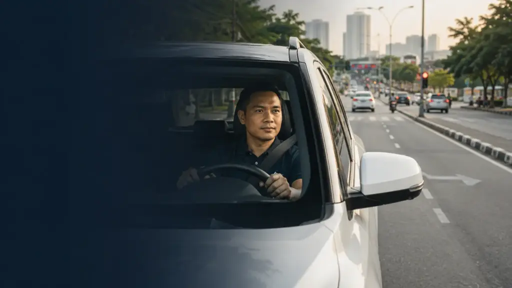 Fleet driver using early observation to identify road hazards ahead on a Malaysian urban road